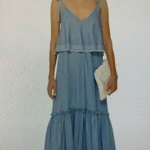 Chic Blue Layered Maxi Dress